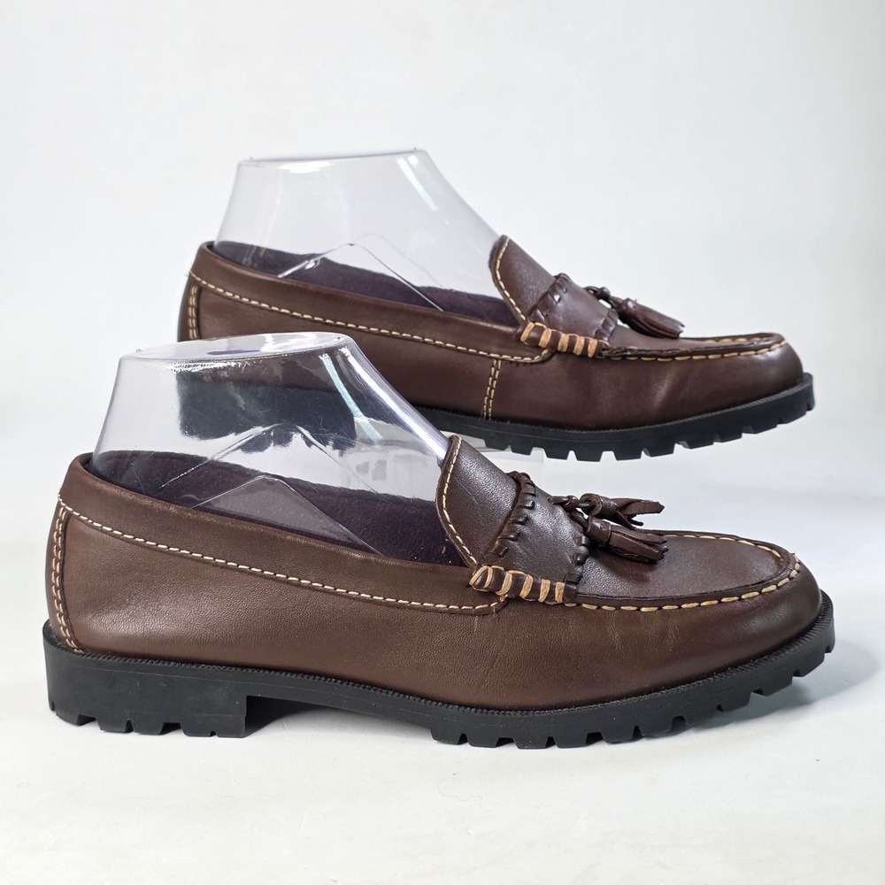 Faded Glory Tassel Loafers Womens 6.5 Brown Leather Lug Sole Casual Oxford Shoes